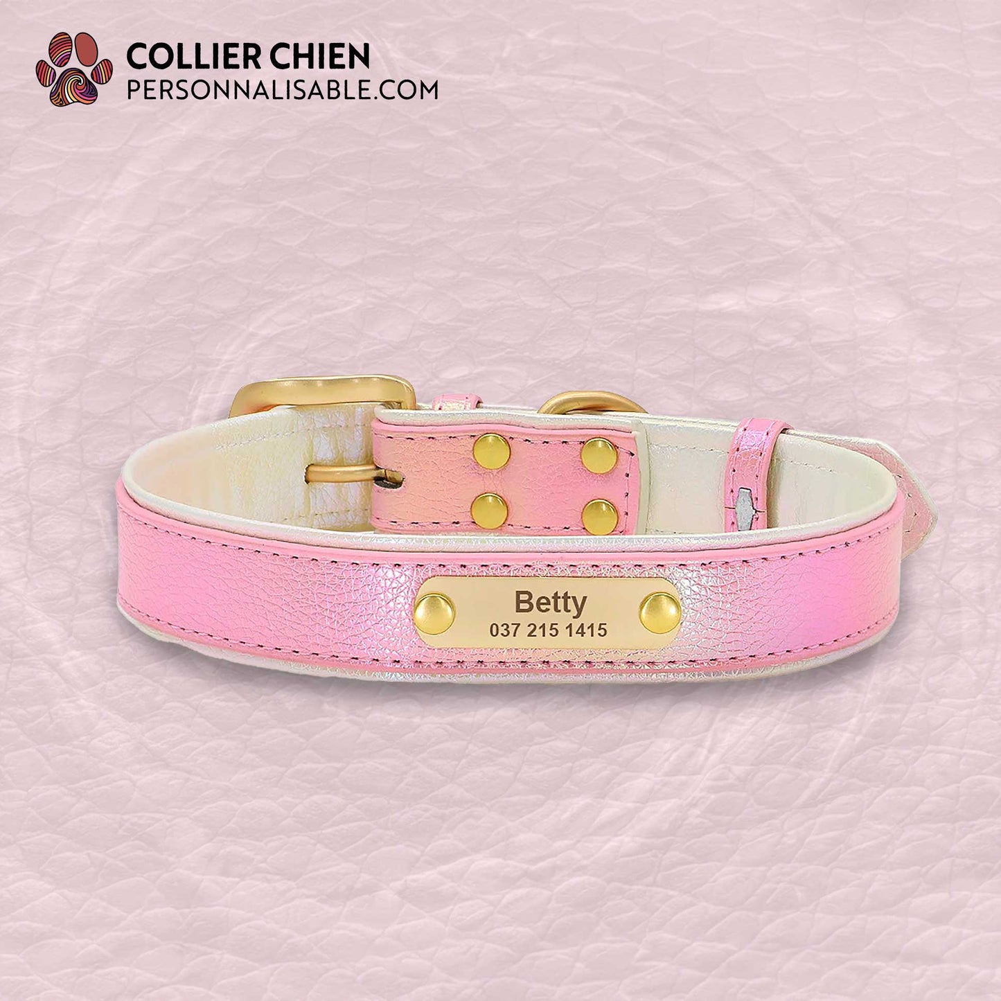 SHINY PAWS - Collier réfléchissant effet cuir brillant doublé