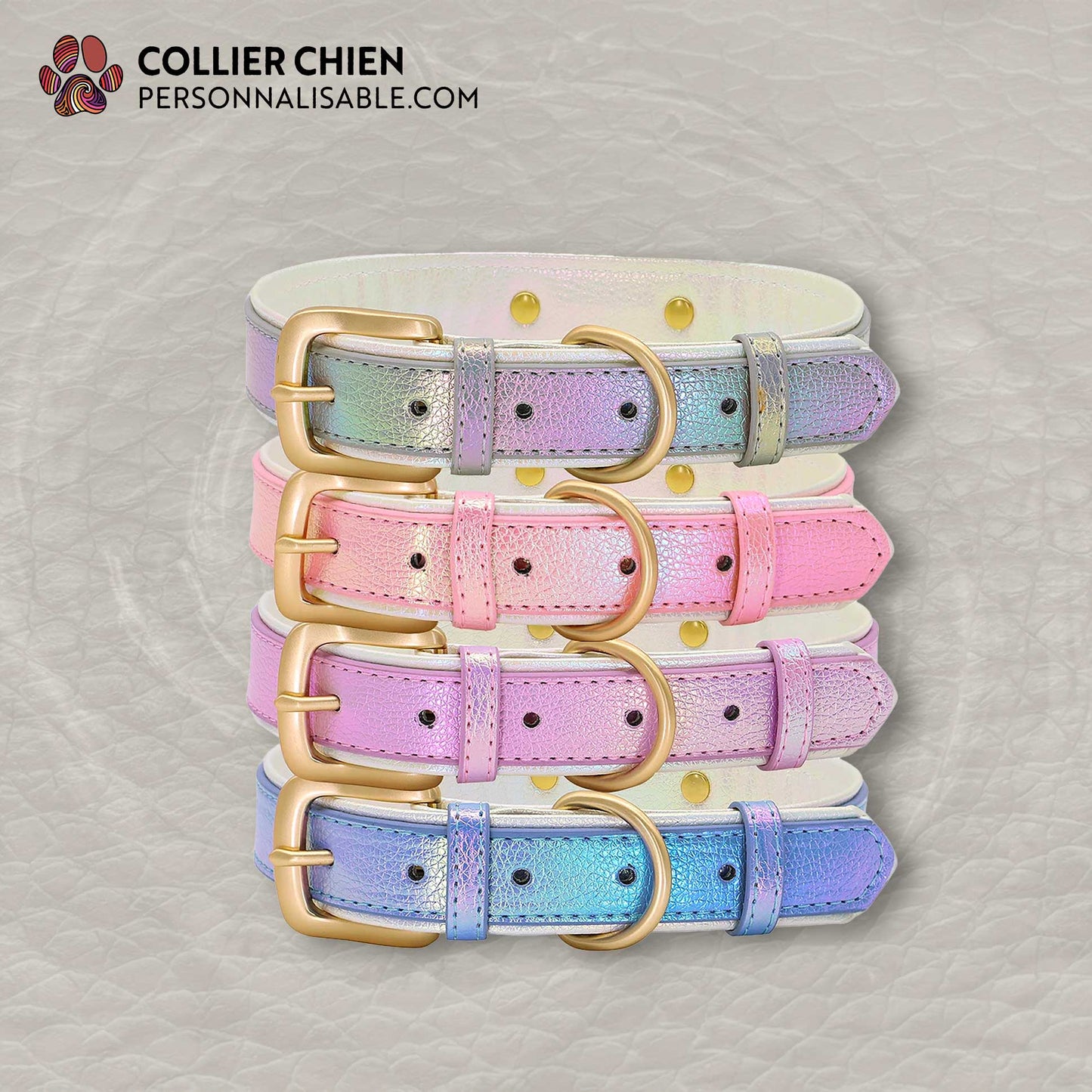 SHINY PAWS - Collier réfléchissant effet cuir brillant doublé