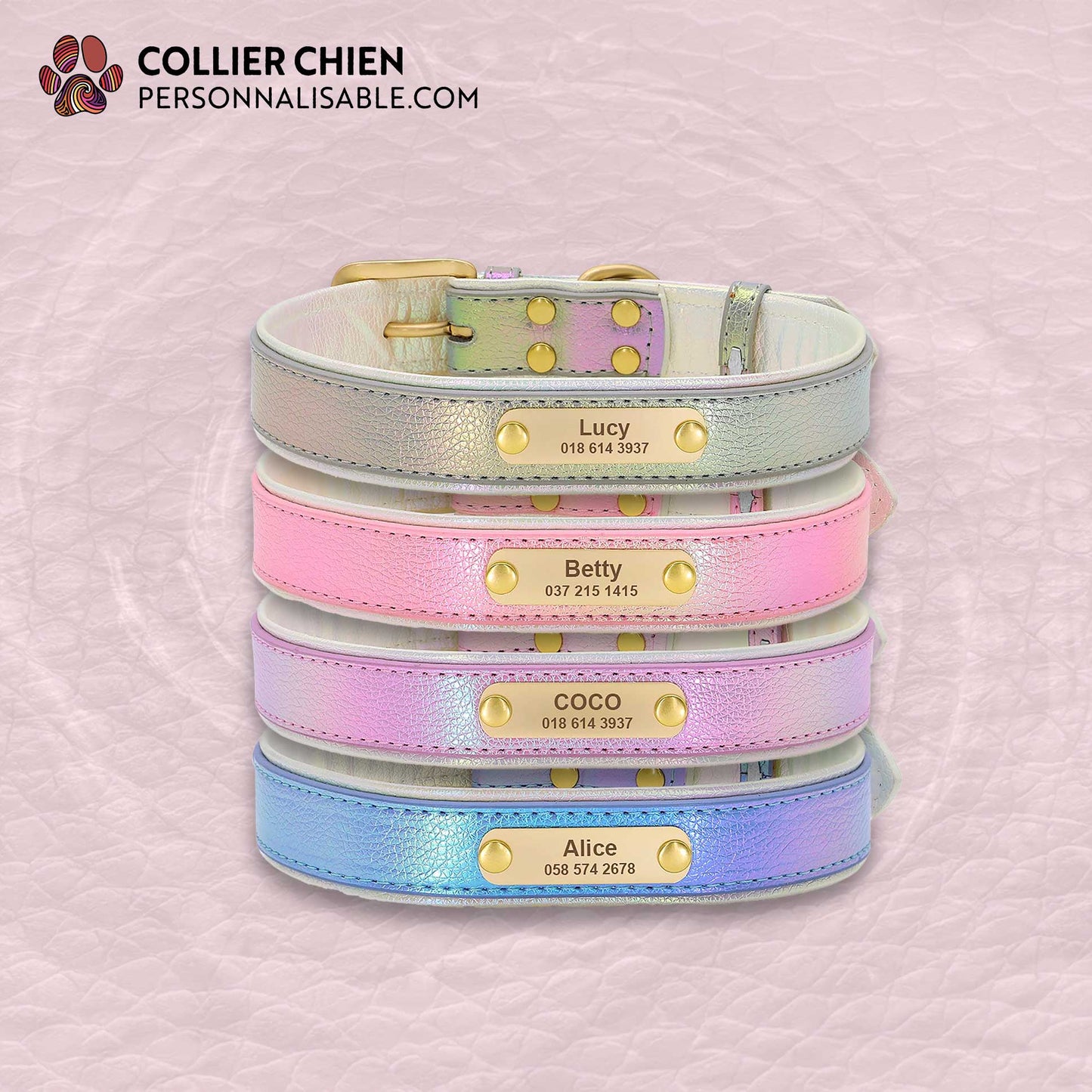 SHINY PAWS - Collier réfléchissant effet cuir brillant doublé