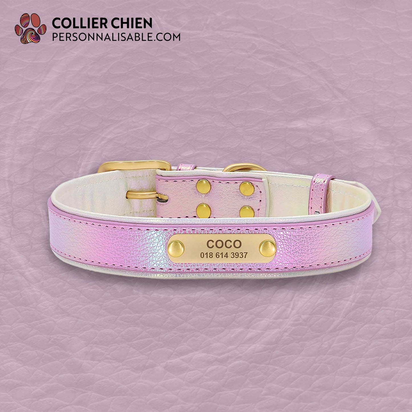 SHINY PAWS - Collier réfléchissant effet cuir brillant doublé