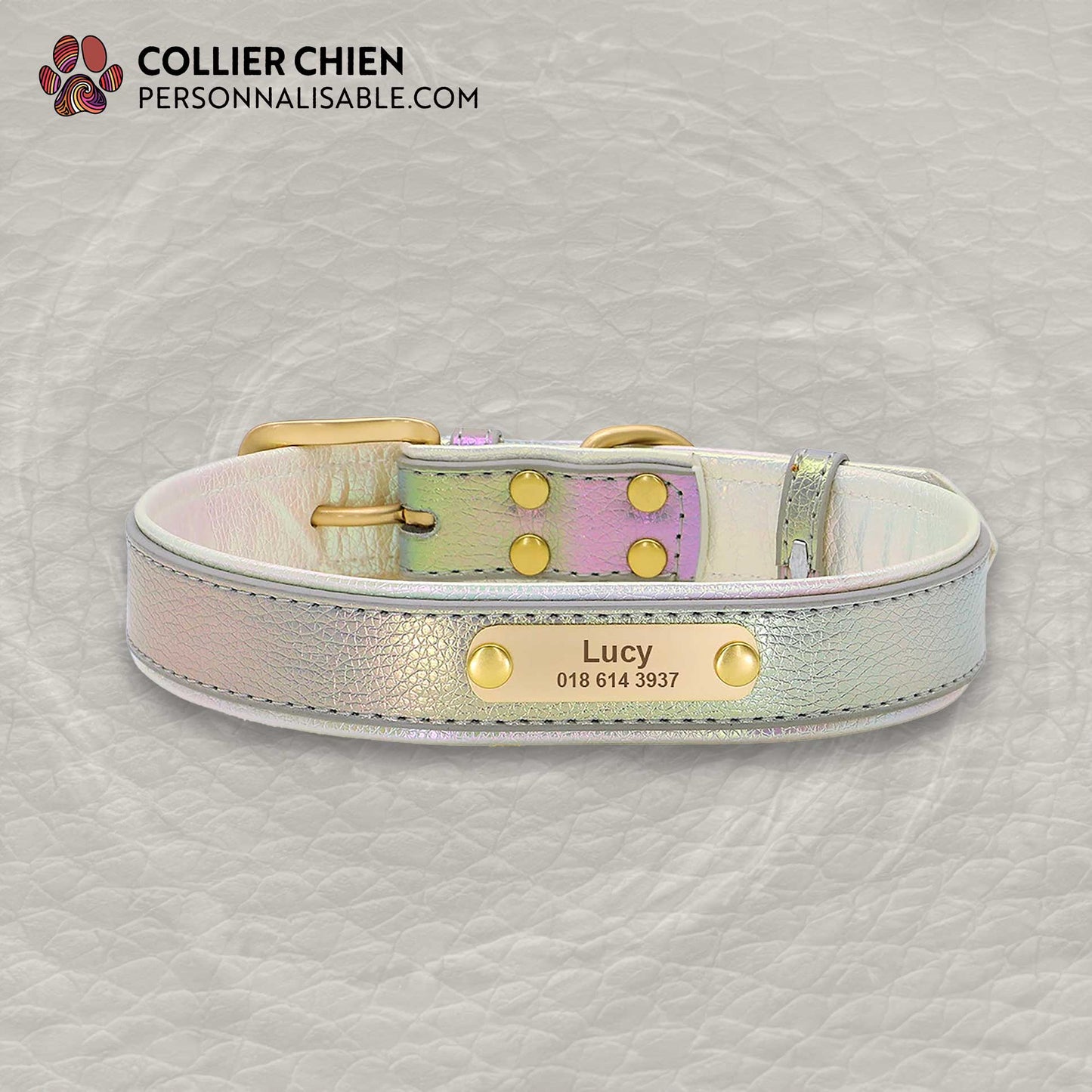 SHINY PAWS - Collier réfléchissant effet cuir brillant doublé