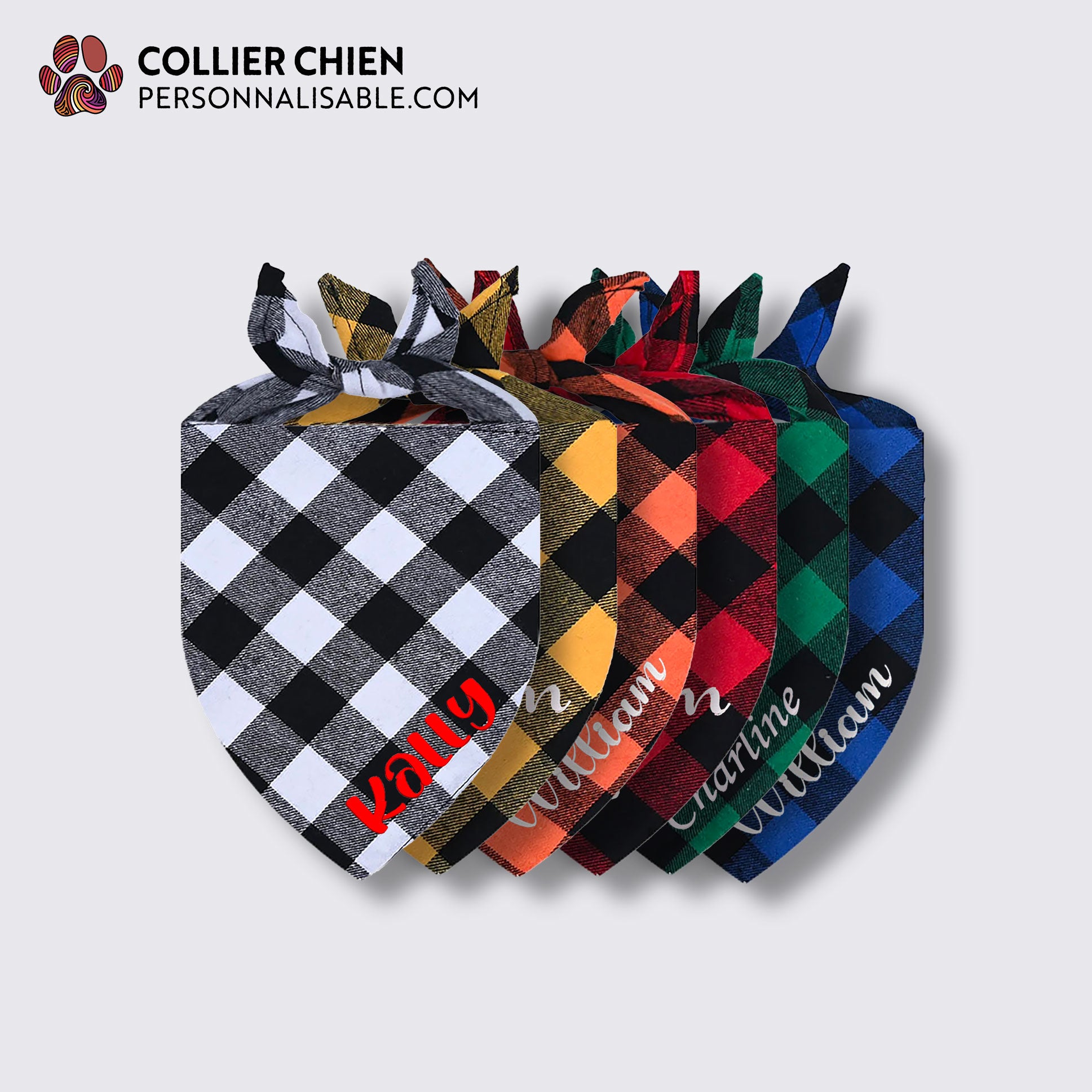 Plusieurs bandanas multicolores brodés