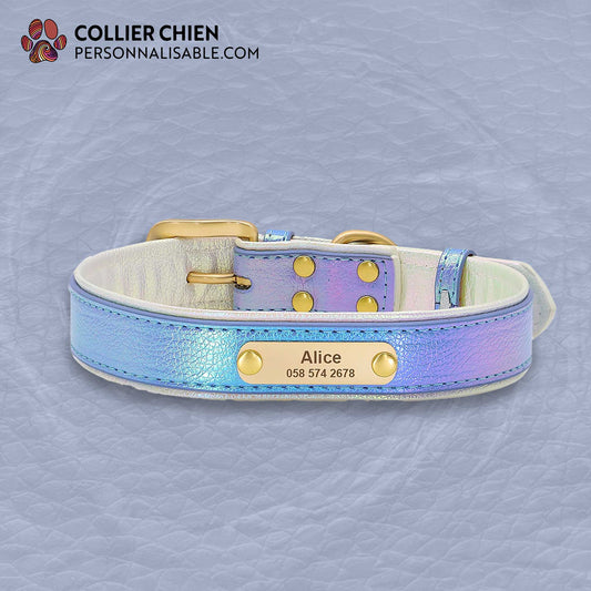 SHINY PAWS - Collier réfléchissant effet cuir brillant doublé