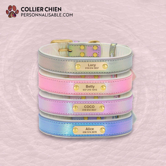 SHINY PAWS - Collier réfléchissant effet cuir brillant doublé
