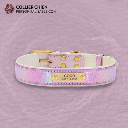 SHINY PAWS - Collier réfléchissant effet cuir brillant doublé