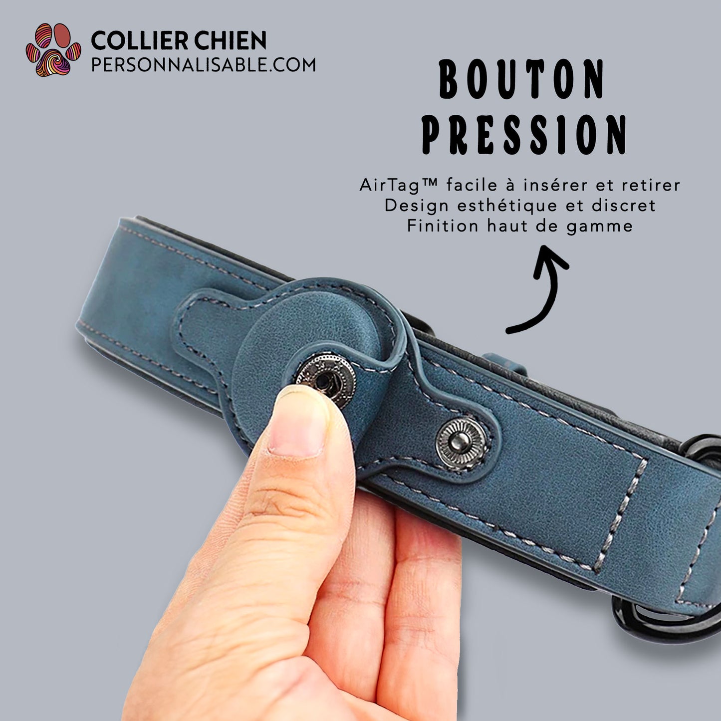 DURACUIR AIRTAG™ - Collier AirTag™ en cuir végan