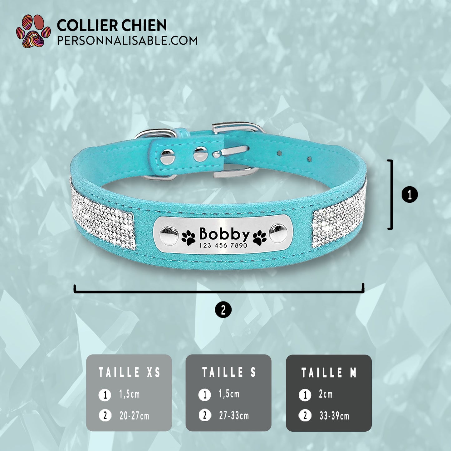 CRISTAL CLEAR - Collier diamant brillant avec plaque nominative