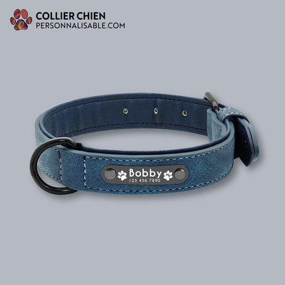 DURACUIR Colors - Collier avec plaque en acier inoxydable nominative