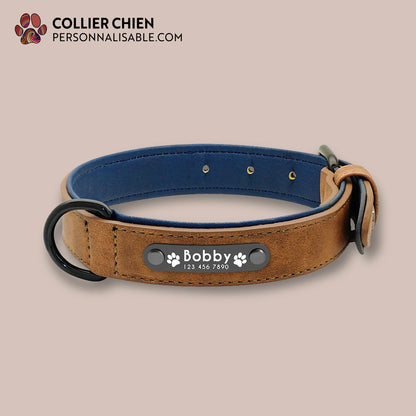DURACUIR Colors - Collier avec plaque en acier inoxydable nominative