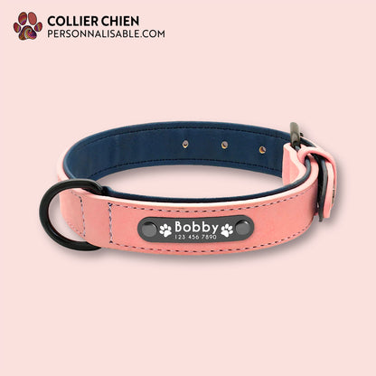 DURACUIR Colors - Collier avec plaque en acier inoxydable nominative