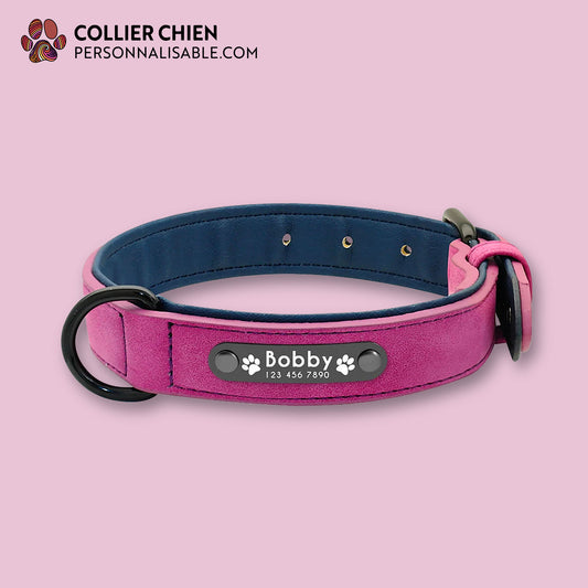 DURACUIR Colors - Collier avec plaque en acier inoxydable nominative