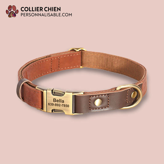 TIMBER DOG - Collier en nylon et cuir végan