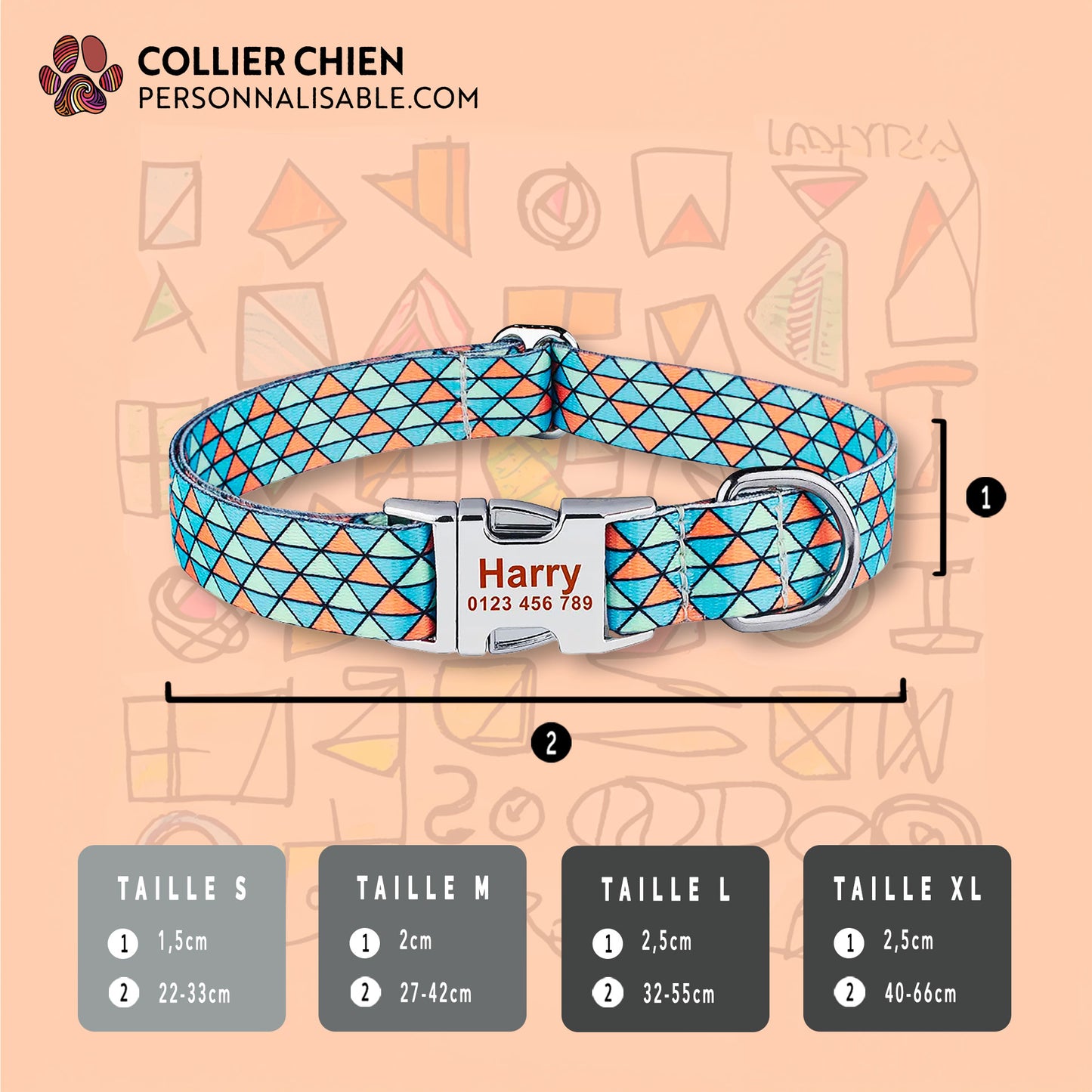 GÉOMÉTRIE - Collier à motif scolaire
