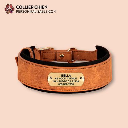 CROWN DOG  - Collier large rembourré effet daim