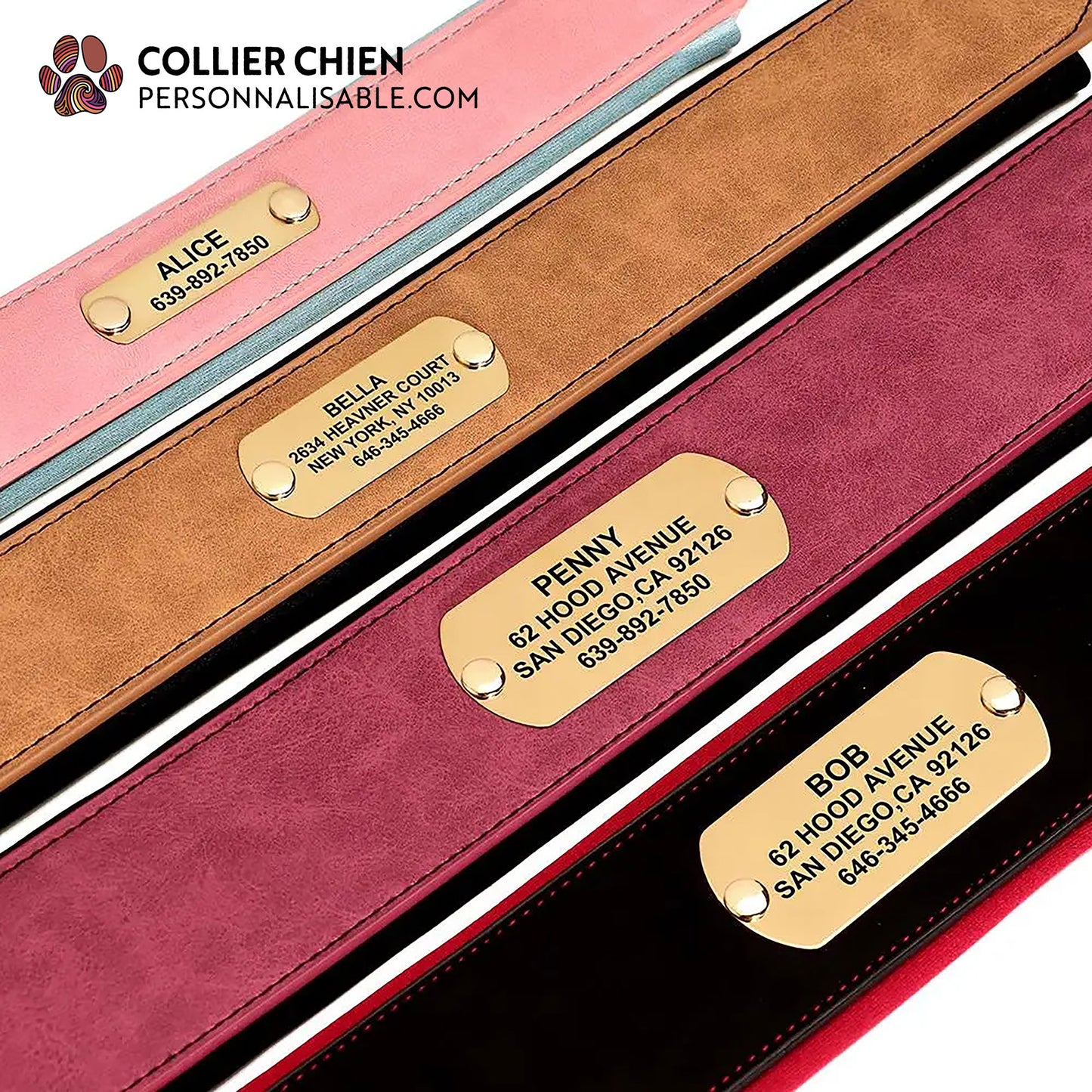CROWN DOG  - Collier large rembourré effet daim