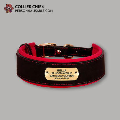CROWN DOG  - Collier large rembourré effet daim