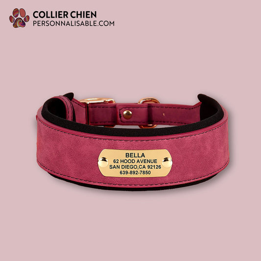 CROWN DOG  - Collier large rembourré effet daim