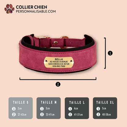 CROWN DOG  - Collier large rembourré effet daim