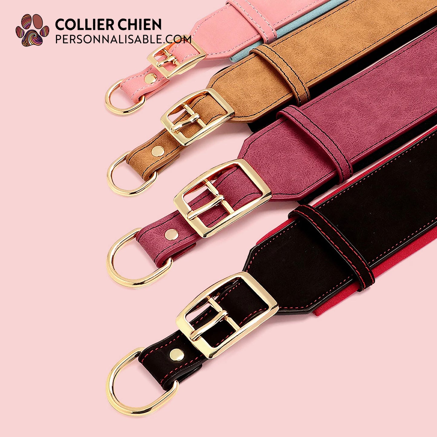CROWN DOG  - Collier large rembourré effet daim