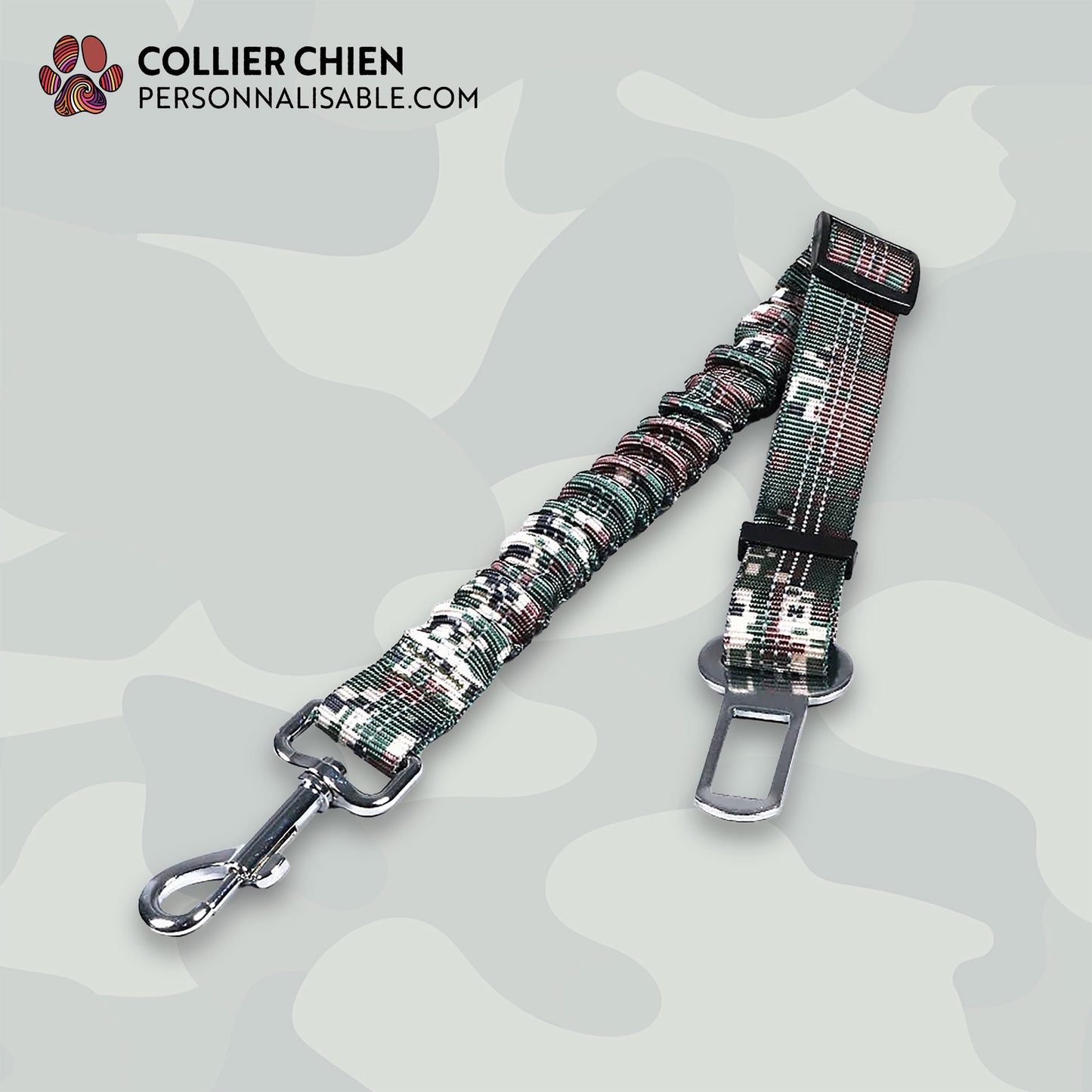 SAFE & GO - Laisse/ceinture de sécurité pour voiture - design militaire