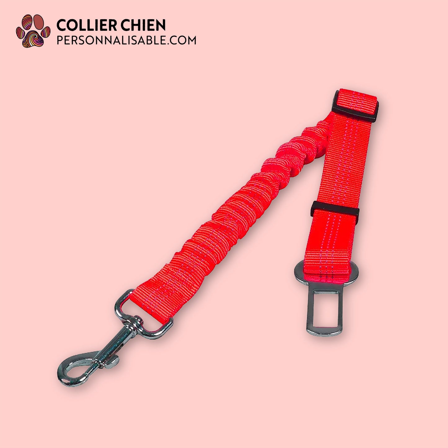 SAFE & GO - Laisse/ceinture de sécurité pour voiture couleur unie