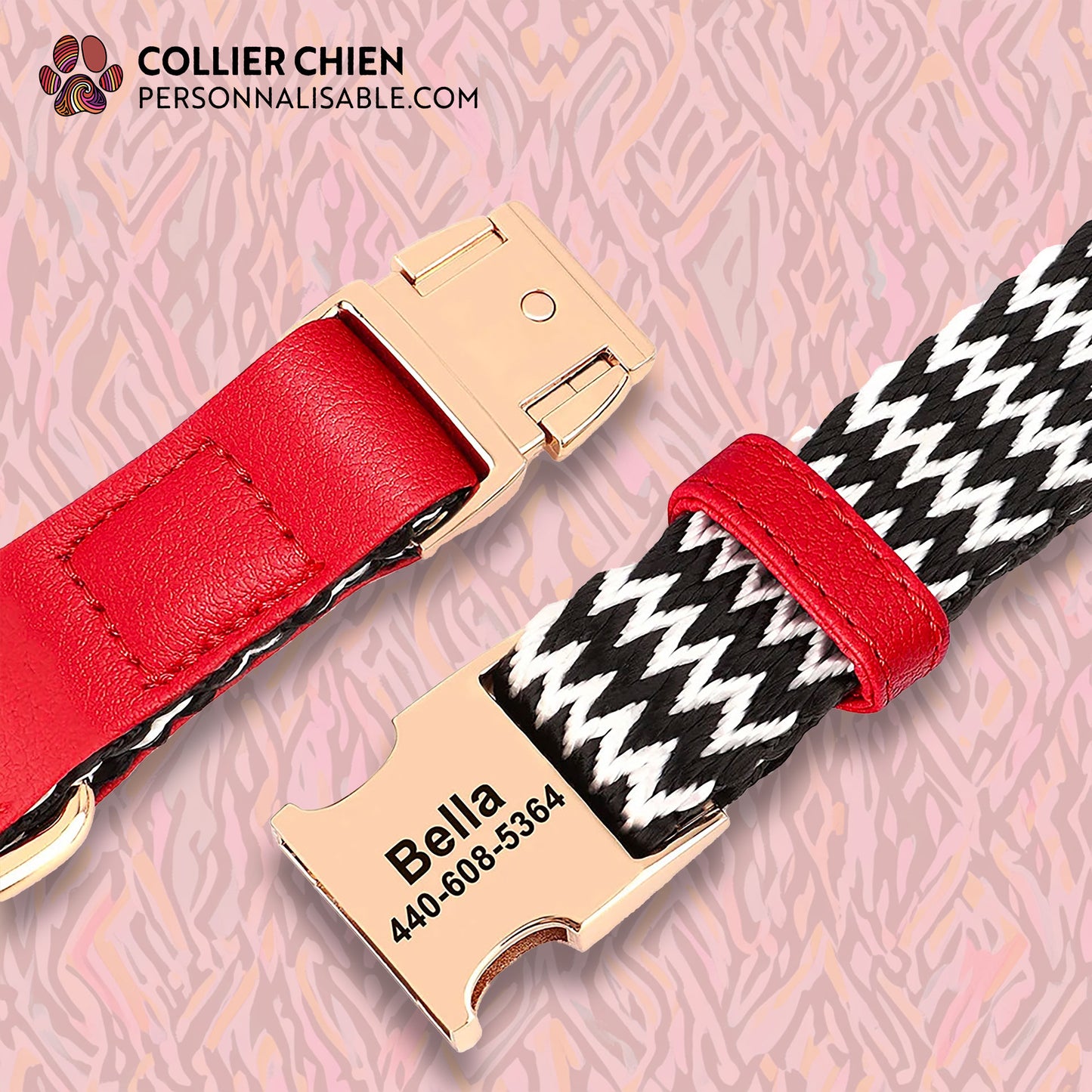 ZIGZAG - Collier noir et blanc avec touche colorée