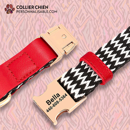 ZIGZAG - Collier noir et blanc avec touche colorée