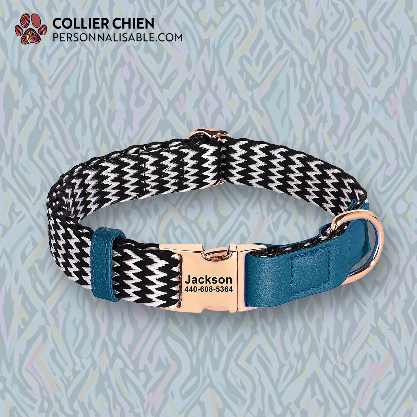 ZIGZAG - Collier noir et blanc avec touche colorée