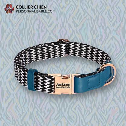 ZIGZAG - Collier noir et blanc avec touche colorée