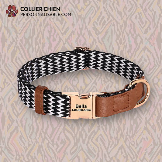 ZIGZAG - Collier noir et blanc avec touche colorée