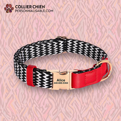 ZIGZAG - Collier noir et blanc avec touche colorée