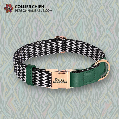 ZIGZAG - Collier noir et blanc avec touche colorée